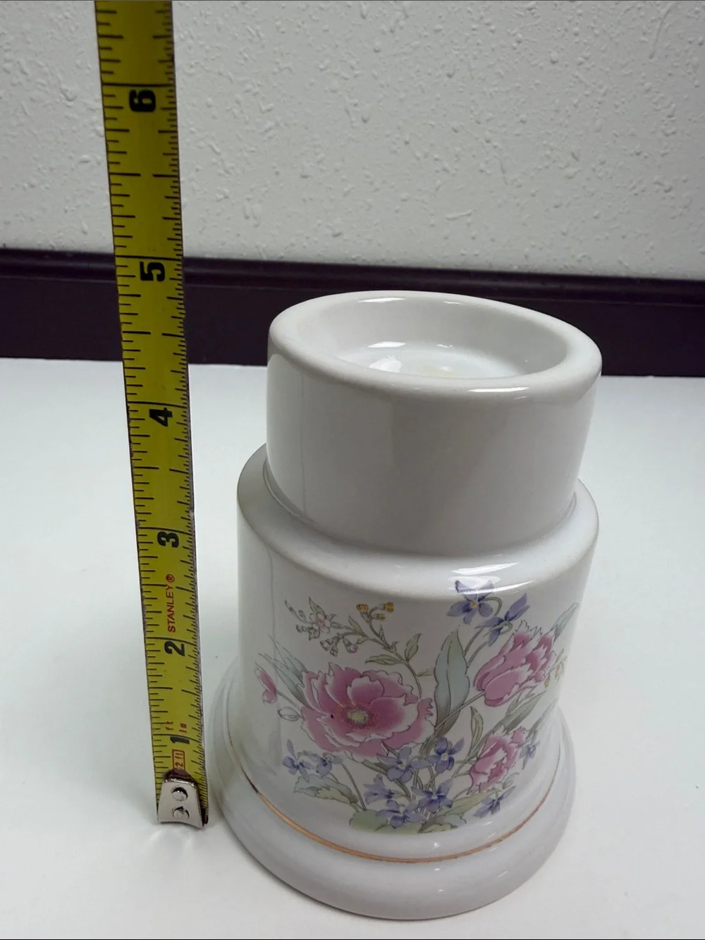 Vintage Fine China Japan Floral Candle Holder Porcelain Cottagecore Shabby Chic